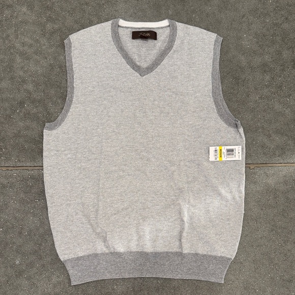 Tasso Elba Sweater Vest New With Tags Grey 100% Cotton Medium - Picture 1 of 4